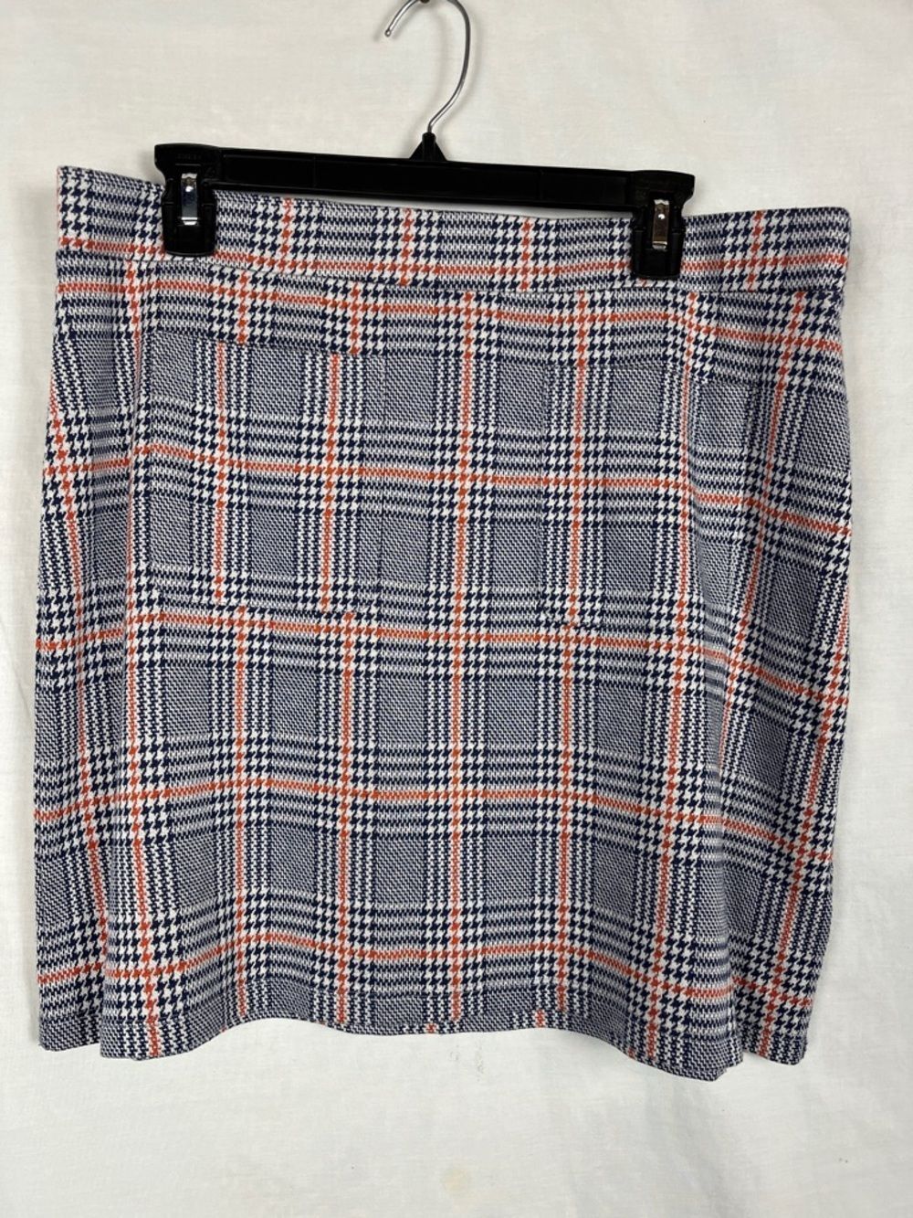 Modcloth Pull On Blue and Orange Plaid Mini Skirt